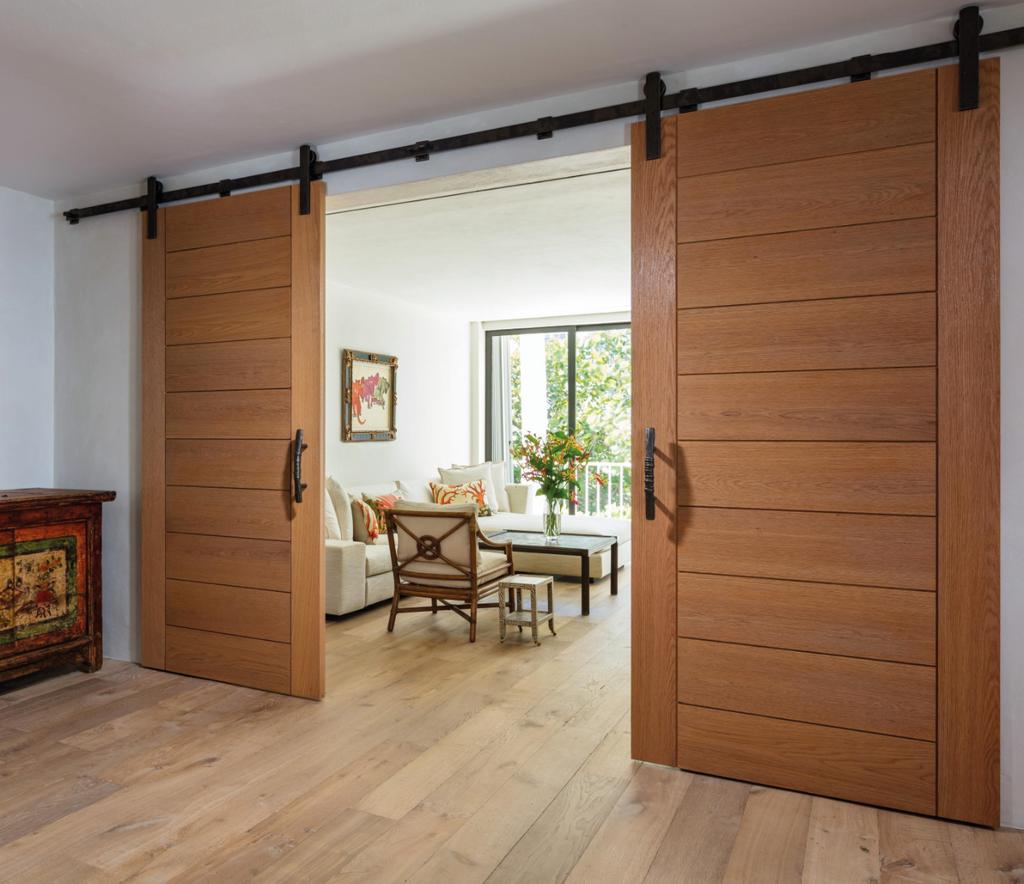Utilice 2 sistemas de puertas colgantes