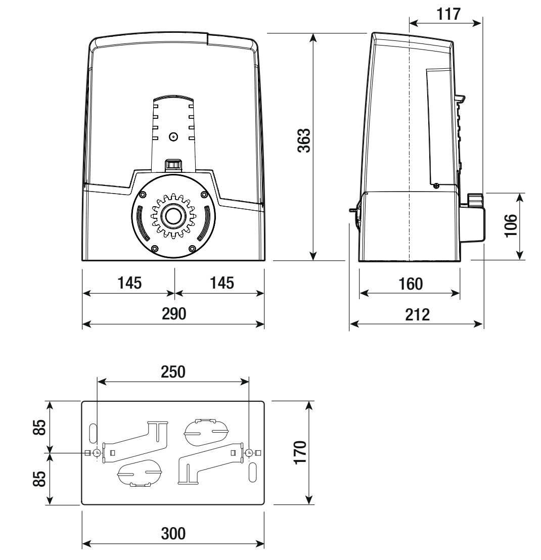 Plano dimensional del accionamiento BXV04AGS