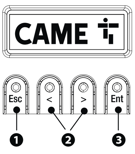 Pantalla gráfica BKV y botones ESC, flechas y ENTER