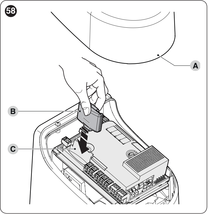 Inserción del receptor de radio en el conector SM de la central HYKE