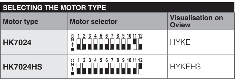 Selector HKA2: HYKE estándar corresponde a la fila superior de HK7024