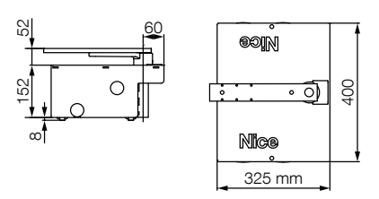 NICE L-FAB – dimensiones del conjunto con la caja de cimentación actual