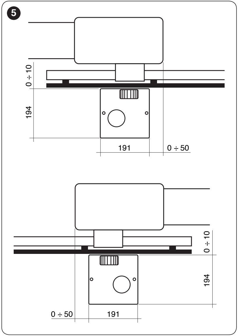 NICE SLIGHT SLH400 – geometría de montaje junto a la cremallera