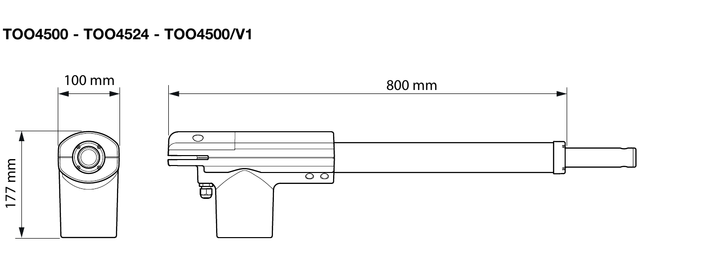 Dimensiones del motor NICE TOO4500 Dimensiones del motor NICE TOO4500
