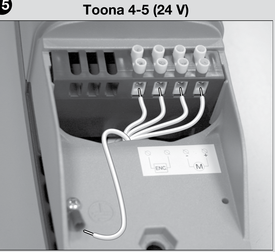 imagen de los bornes del motor NICE Toona TO5024HS