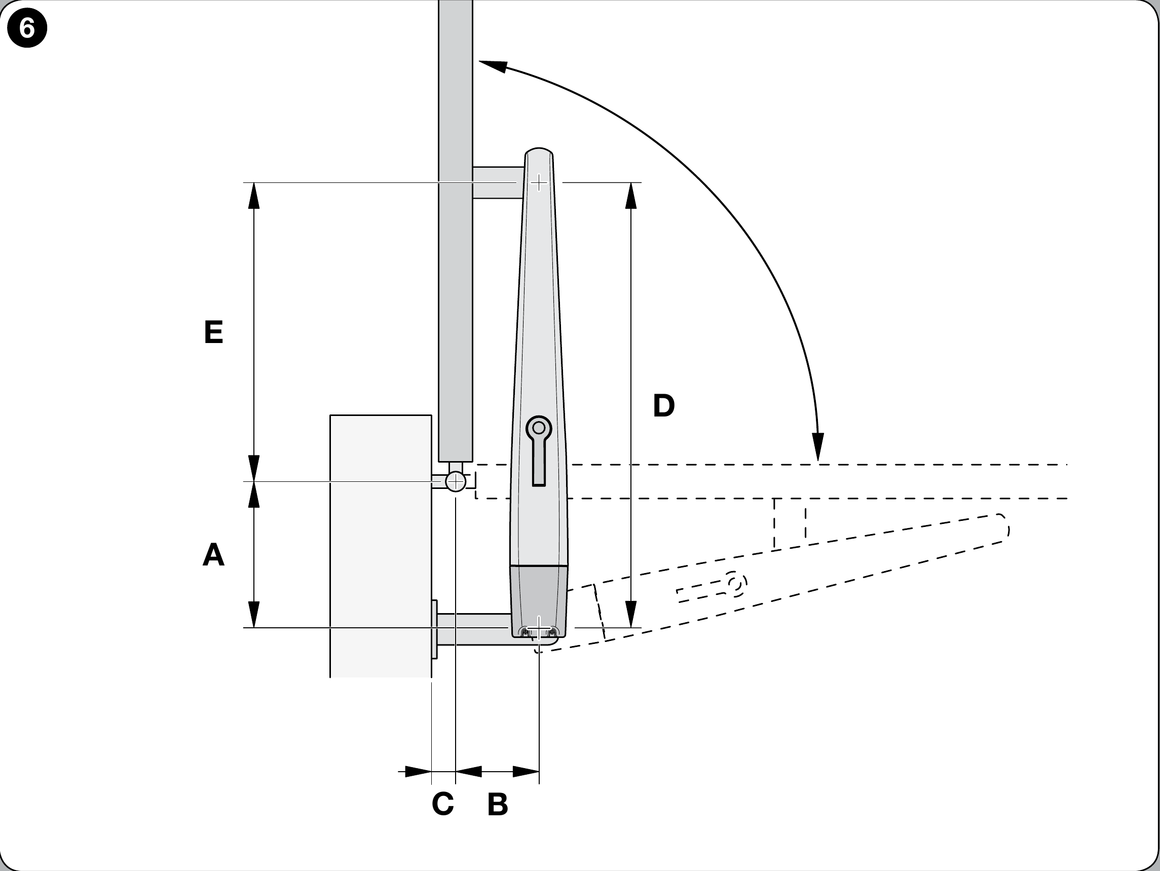 NICE Toona 5 – apertura hacia el exterior y dimensiones de los soportes NICE Toona 5 – apertura hacia el exterior y dimensiones de los soportes