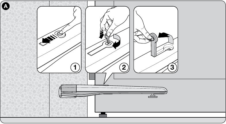 imagen NICE: desbloqueo manual del motor Toona