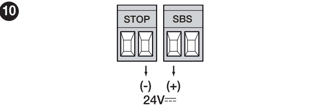 MC824HR30: borne derecho STOP negativo y borne izquierdo SbS positivo para la alimentación auxiliar