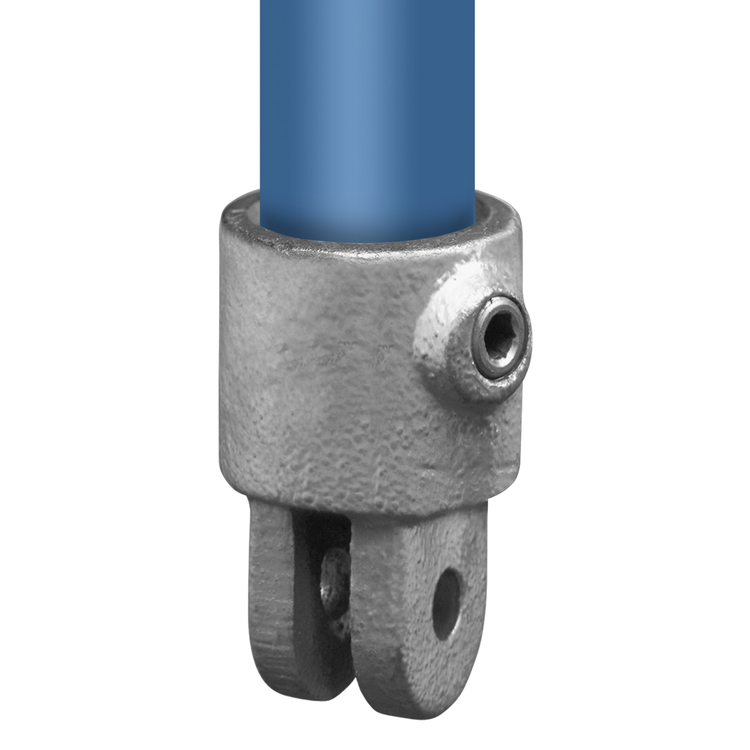 Ejemplo de uso: parte galvanizada con abrazadera de una unión articulada para tubo de 42,4 mm