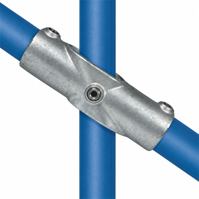 Ejemplo de uso de un conector para tubos de 48,3 mm con tubos azules