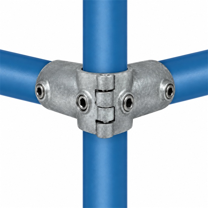 Ejemplo de uso del conector para tubos de 48,3 mm con tubos azules