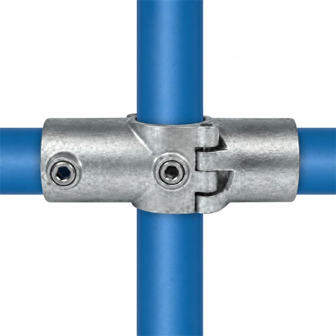 Ejemplo de uso del conector para tubos de 48,3 mm con tubos azules