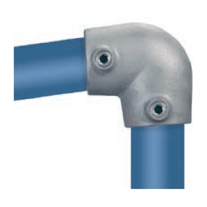 Conector inclinado galvanizado para tubos de 42,4 mm, forma L, 0°–11°