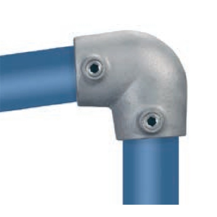 Conector inclinado galvanizado para tubos de 48,3 mm, forma L, 0°–11°