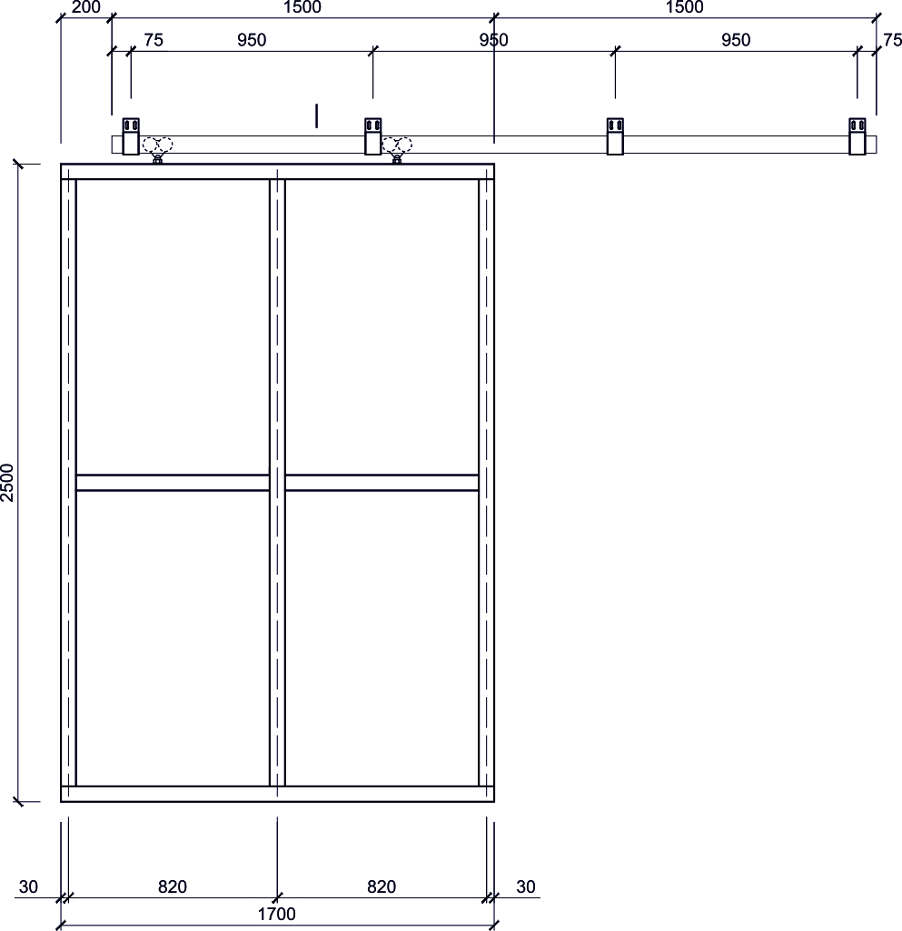 cimientos para una puerta suspendida