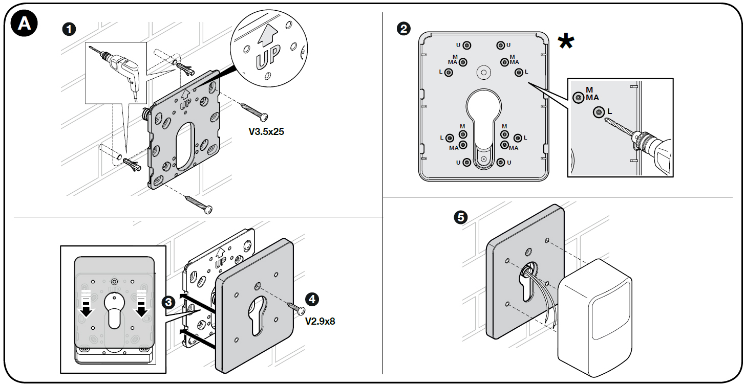 Ejemplo de instalación del soporte para fotocélulas NICE-POE Ejemplo de instalación del soporte para fotocélulas NICE-POE