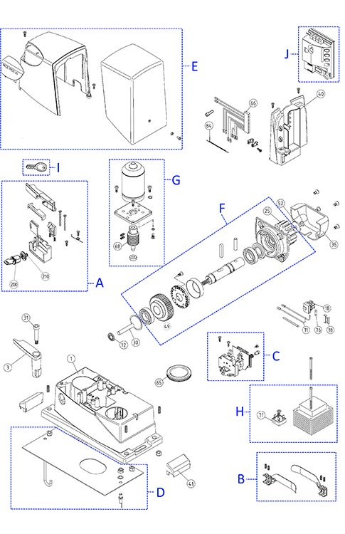 Despiece de recambios del motor NICE Robus RB400R10 Despiece de recambios del motor NICE Robus RB400R10