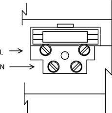 Esquema de conexión de la alimentación del motor NICE Moonclever MCMC424L: fase y neutro