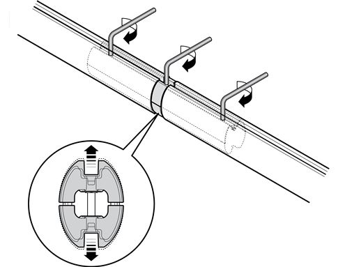 2. Afloje los tres tornillos de la unión XBA9 para que se expandan de manera uniforme y presionen los brazos desde el interior: 2. Afloje los tres tornillos de la unión XBA9 para que se expandan de manera uniforme y presionen los brazos desde el interior:
