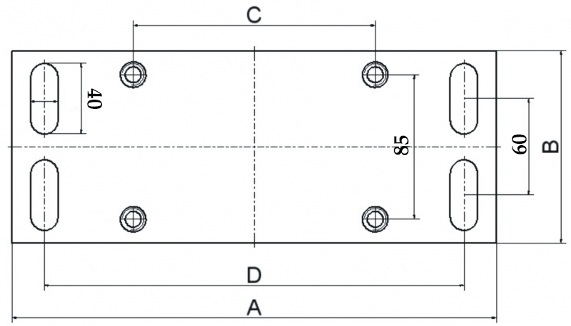 Dimensiones de la placa de montaje del carro V-15-5 Dimensiones de la placa de montaje del carro V-15-5