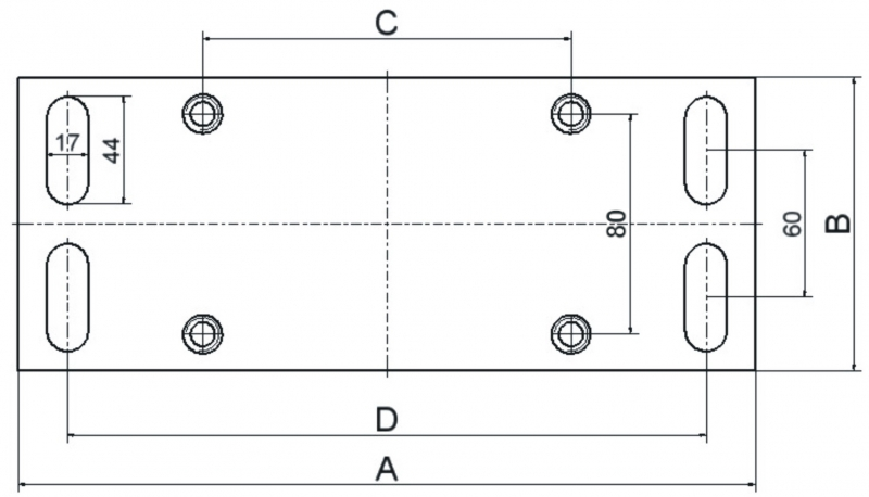 Dimensiones de la placa de montaje del carro