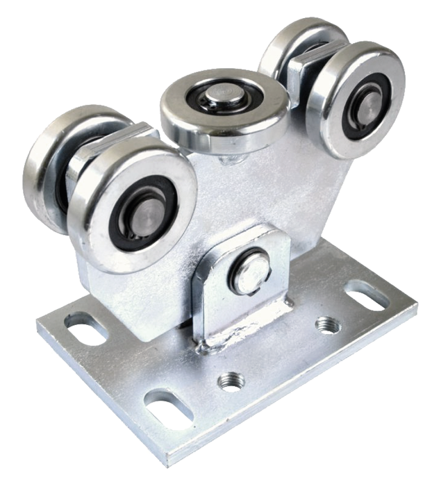 Carro para puerta corredera con 5 rodillos para perfil C 58x58x3, galvanizado