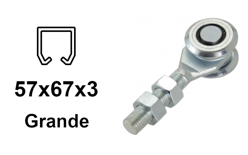 Carro para puerta suspendida, 2 ruedas, para perfil 57×68×3,0