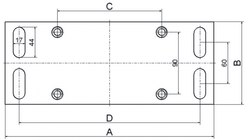 Dimensiones de la placa de montaje del carro