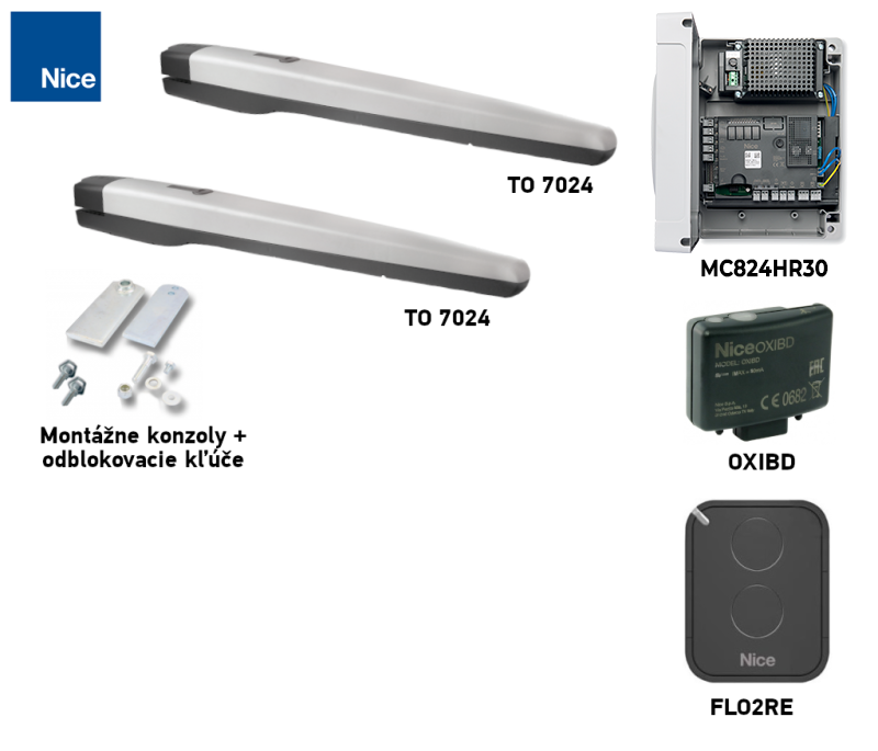 Kit NICE Toona TO7024 para puerta de dos hojas Kit NICE Toona TO7024 para puerta de dos hojas