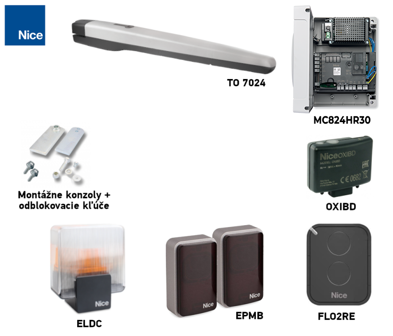Kit NICE Toona TO7024 para puerta de una hoja con accesorios Kit NICE Toona TO7024 para puerta de una hoja con accesorios
