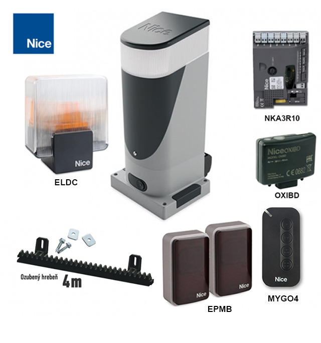 Kit de automatización para puerta corredera de hasta 400 kg/6 m NICE Slight SLH400 (F)