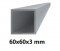 Tubo cuadrado de aluminio 60x60x3 mm, 6 m